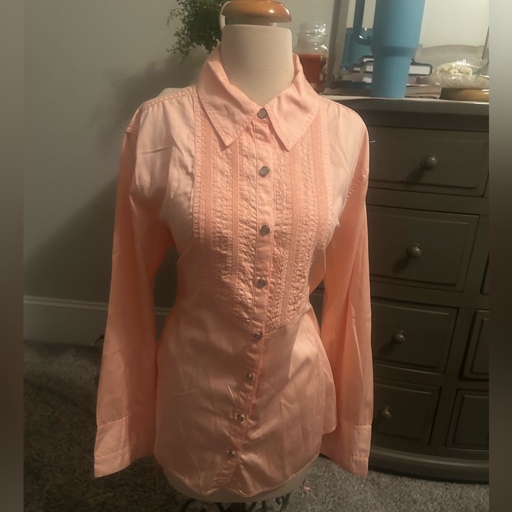 Free People Peach Button-Up Blouse